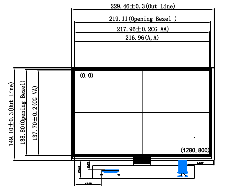 10.1 inch_G101-5118046102-L40PNZ(40P LVDS,1280*800,1000nits,-20~70)