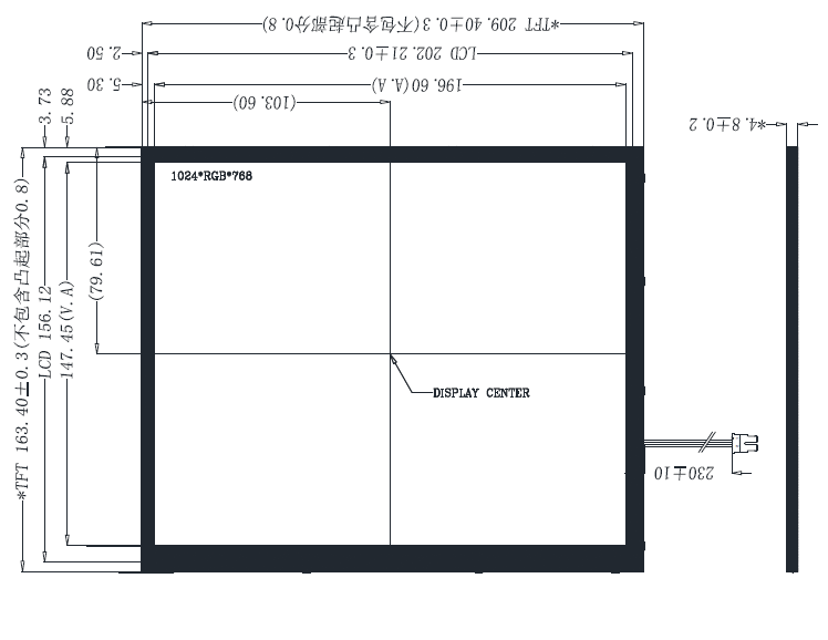 9.7 inch_G097-5107650651-L30PND(30P LVDS,1024*768,650nits,IPS, -20~80)