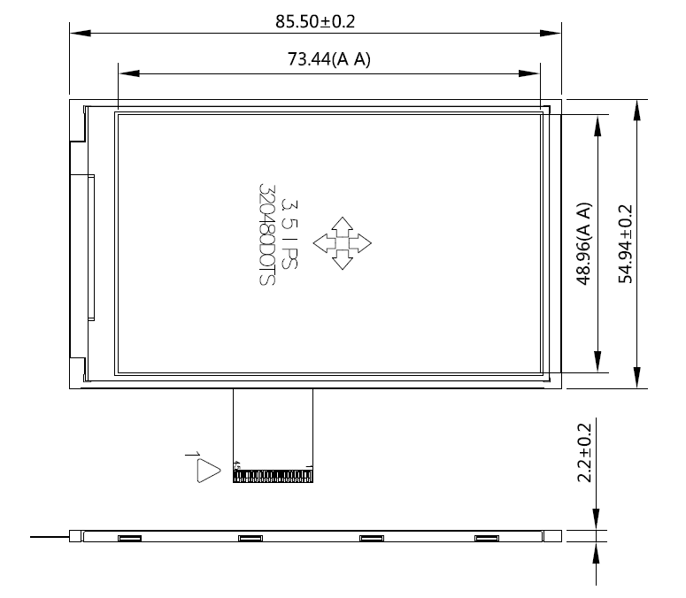 3.5inch, IPS , 320*480, 500nits, -20~70, 45P TTL